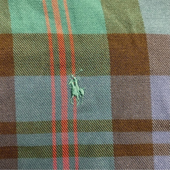 Ralph lauren blue label mens blue/green plaid button down cotton‎ shirt L - Picture 2 of 10